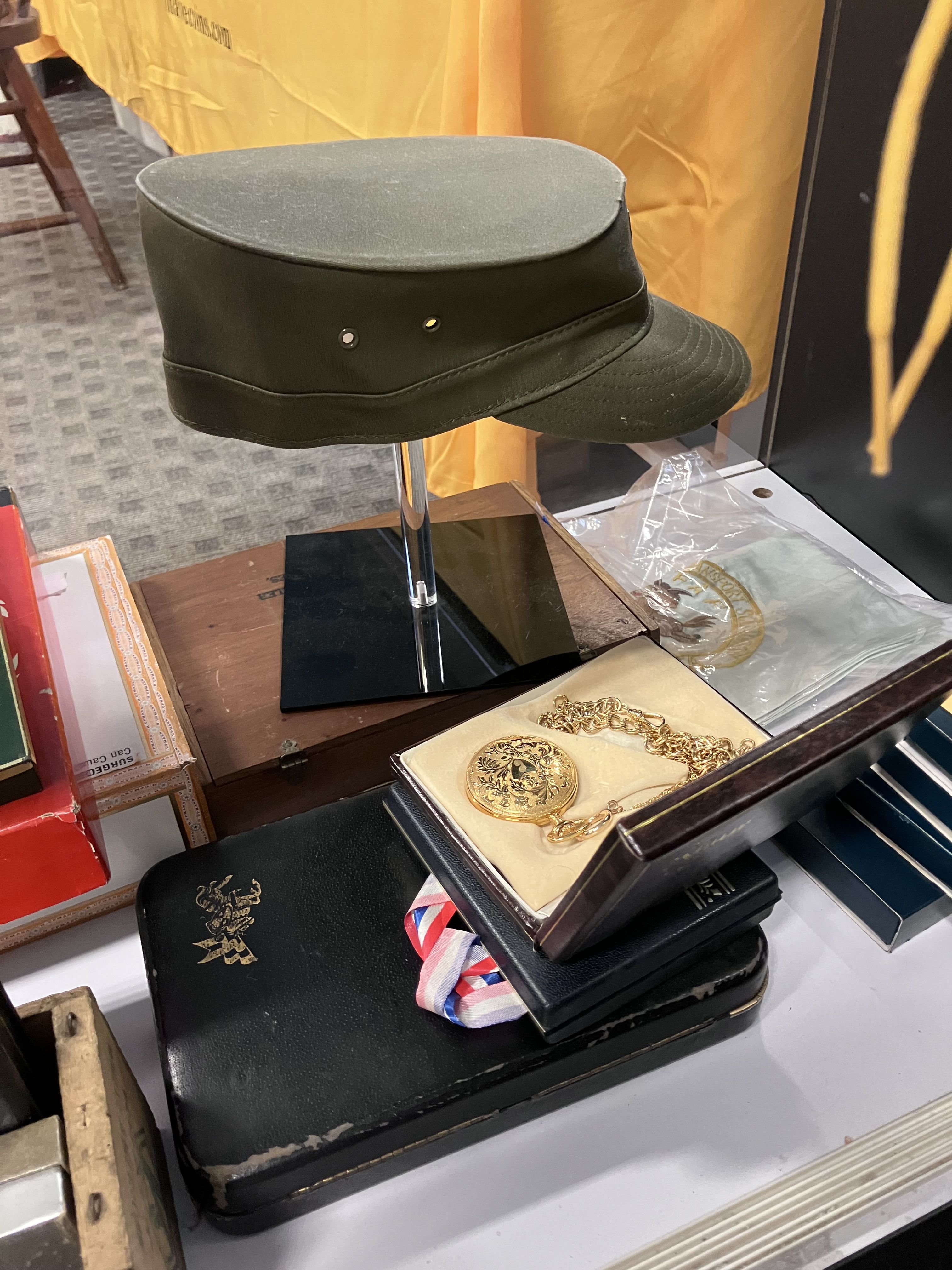 Military Hat Display I have Coins